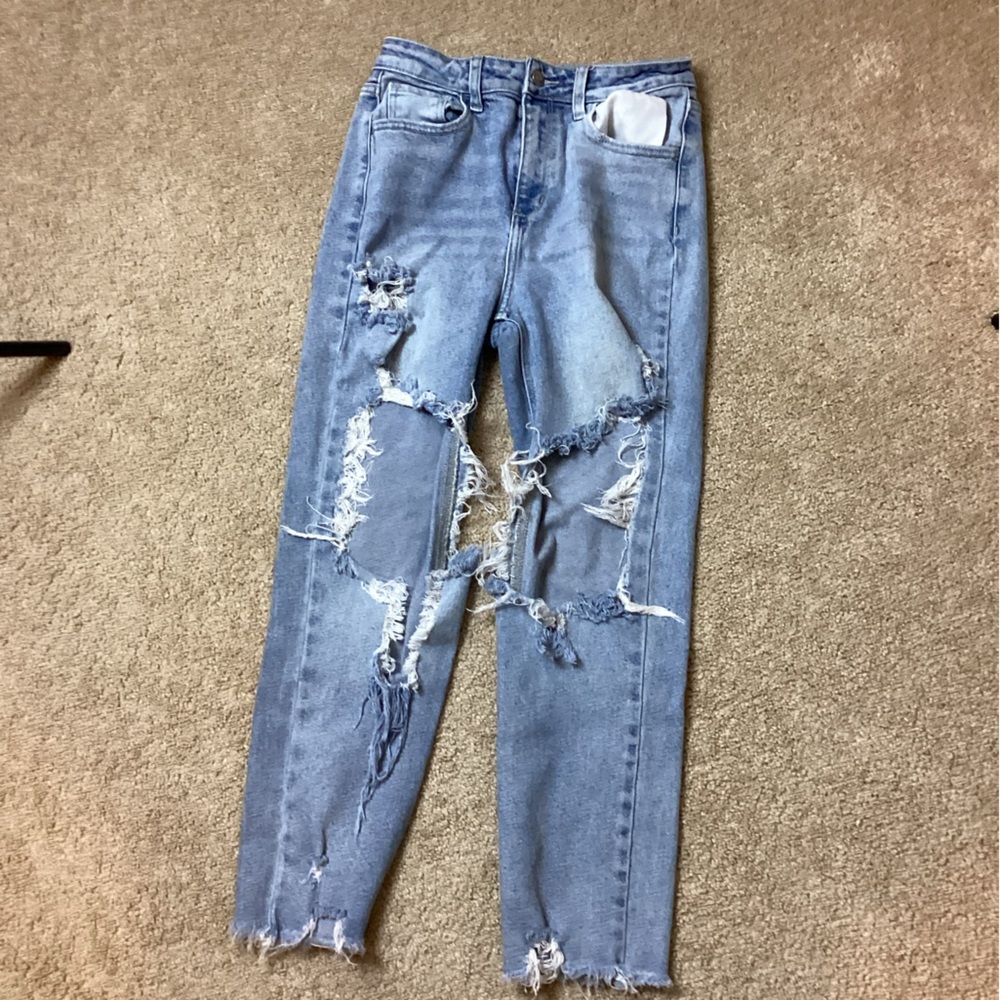 Blue ripped jeans